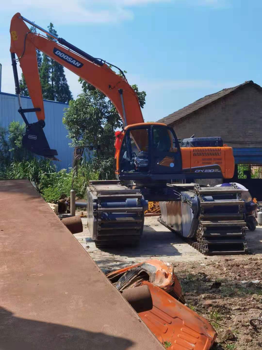鄂州水路两用挖机出租包月 水上挖机出租
