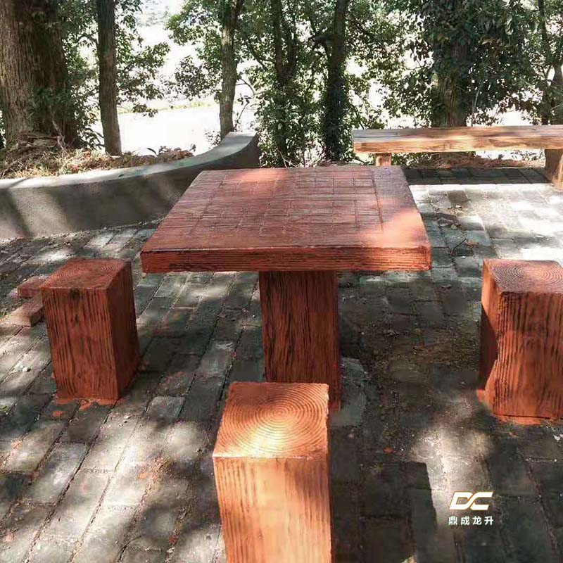 哪家比较好水泥仿木方桌 红木象棋方桌 园林小品鼎成龙升景观工程设计