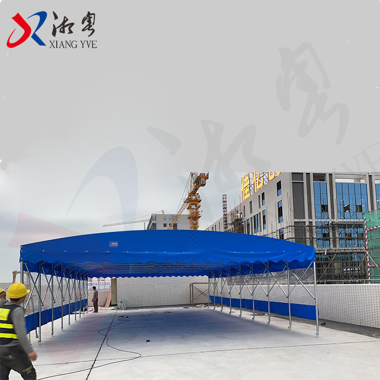 广州南沙室外大型遮阳雨蓬 户外篮球场用XYNS-07 场移动式雨蓬