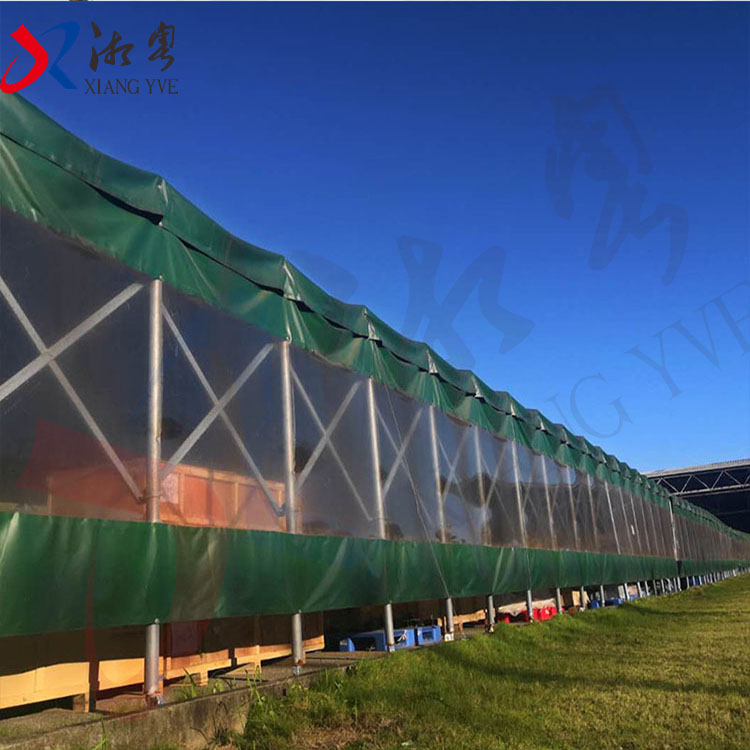 珠海莲州 高空电动推拉雨篷 工厂悬空仓库蓬 轨道活动棚 休闲喝茶
