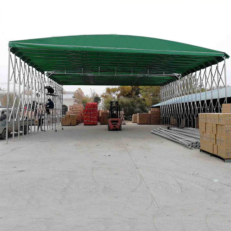 海宁移动大型推拉棚 订做折叠式遮阳蓬 观景台移动轮式篷设计