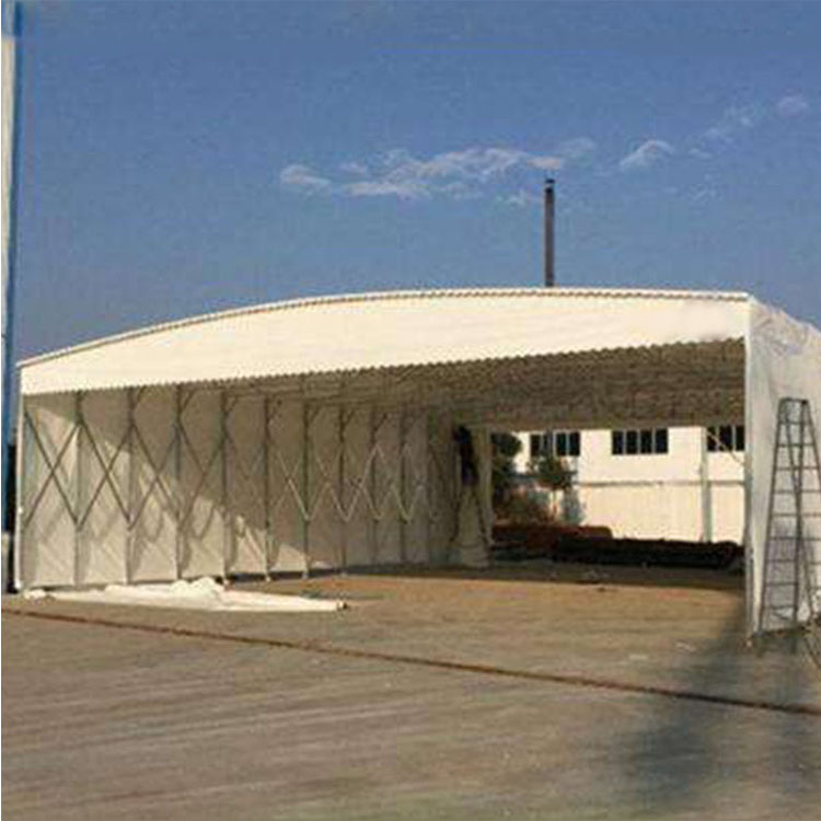 梅州五华大排档推拉蓬 移动收缩折叠棚 大型电动悬空篷工厂