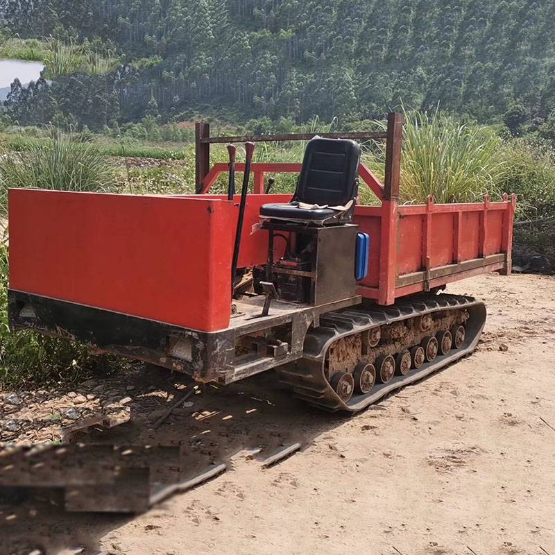 贵州山地木材运输车橡胶履带 全自动倒料履带运输车