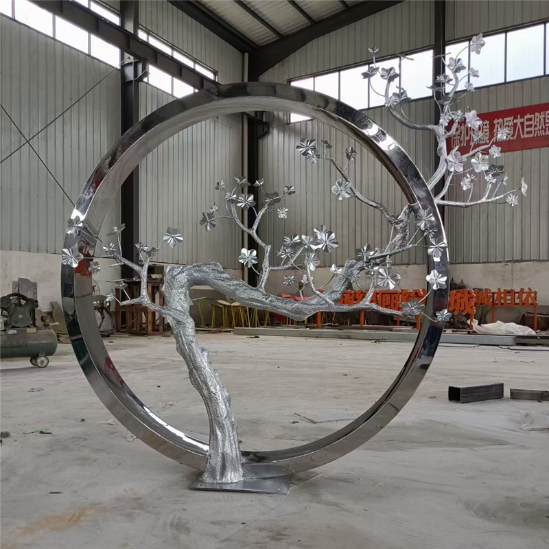 加工厂家 圆环和树枝雕塑 圆环不锈钢雕塑
