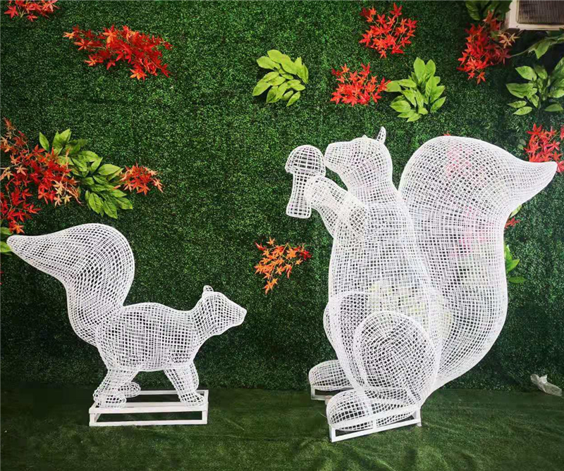 不锈钢镂空蚂蚁雕塑 不锈钢丝编织镂空兔子雕塑 生产厂家