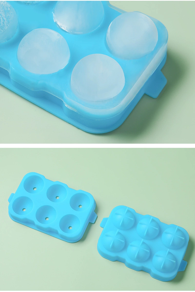 创意食品级硅胶圆形冰球模具制冰盒家用自制速冻冰格带盖冰块模具