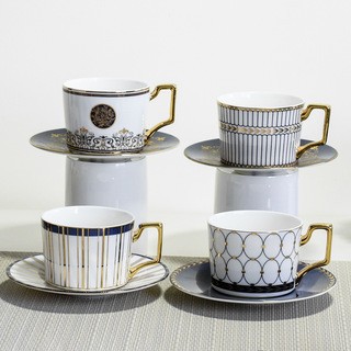唐山达美瓷业陶瓷杯碟礼品 下午茶杯子 欧式金把骨瓷咖啡杯碟套装