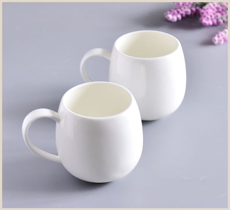 唐山达美瓷业纯白陶瓷杯子 简约大容量马克杯 骨质瓷大肚杯 礼品