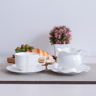 唐山达美瓷业陶瓷杯碟可印logo纯白杯子套装下午茶咖啡杯碟