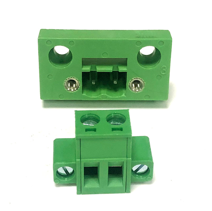 2EDGWC-5.08mm绿色穿墙插拔式接线端子3P6P公母接插件锁板式