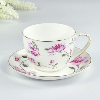 达美瓷业陶瓷餐厅家用咖啡杯 时尚下午茶杯金边骨瓷咖啡杯碟