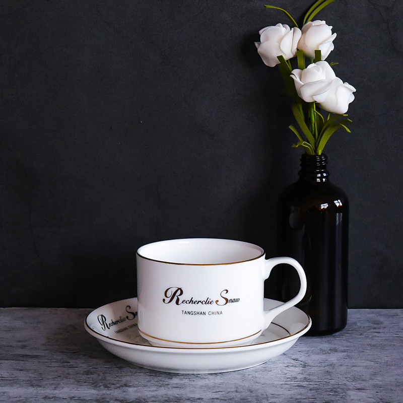 北欧创意陶瓷咖啡杯 办公室下午茶描金咖啡杯碟勺子杯具套装定制