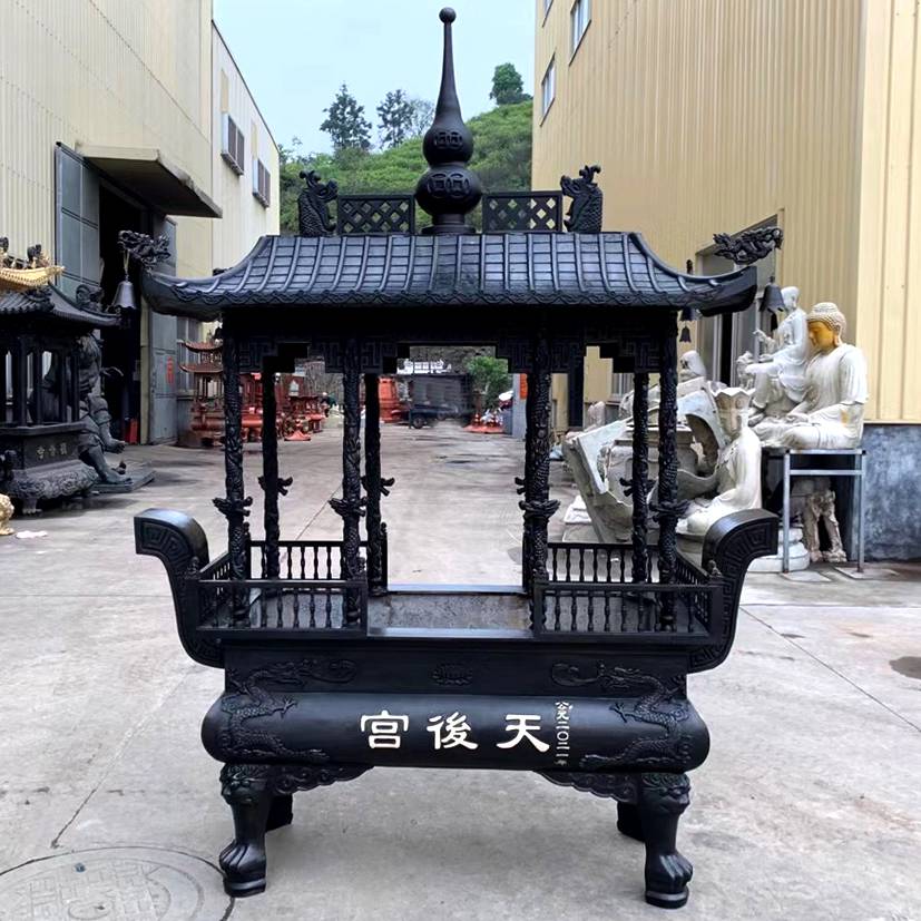 禅相铸造长方形铜香炉规格 道观黄铜香炉要求订制
