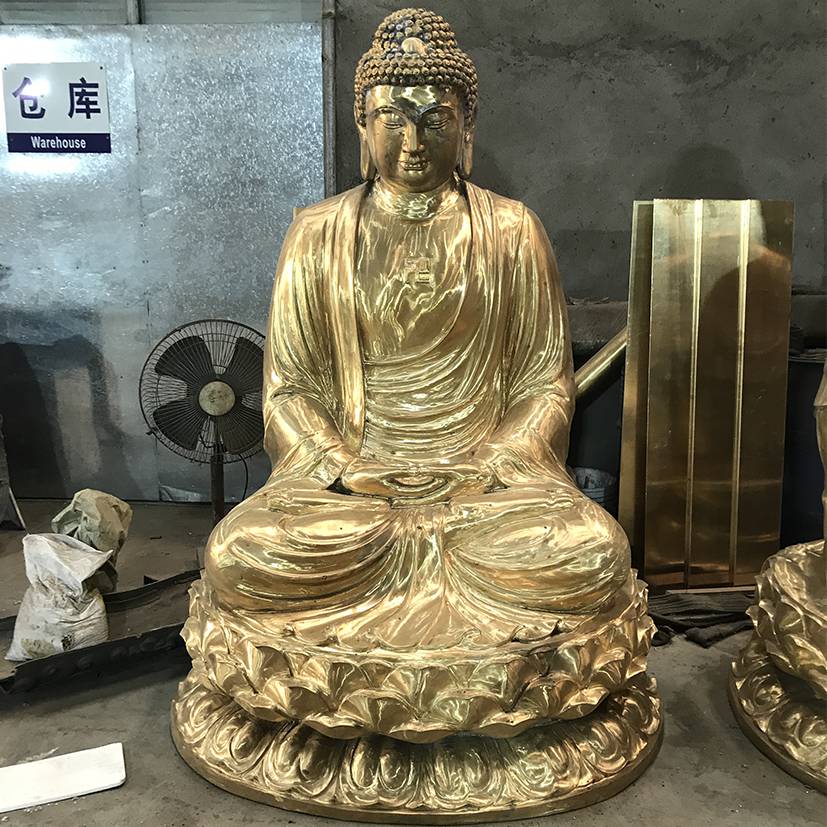 禅相法器铸造寺院铜雕裟婆三圣佛像生产价格