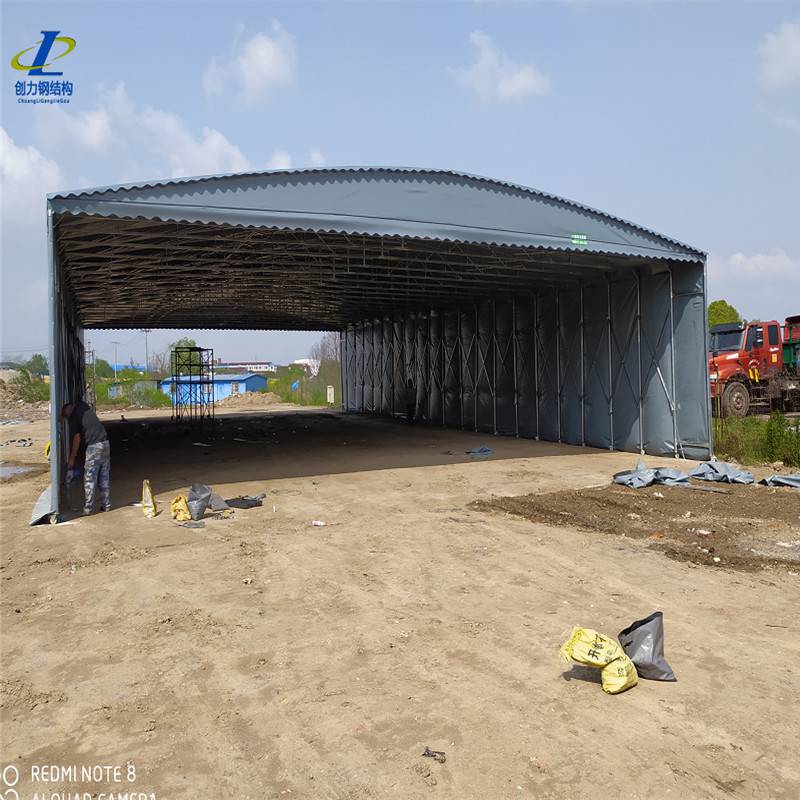 邢台威县工厂推拉雨棚 蓝球场雨篷 推拉蓬安装