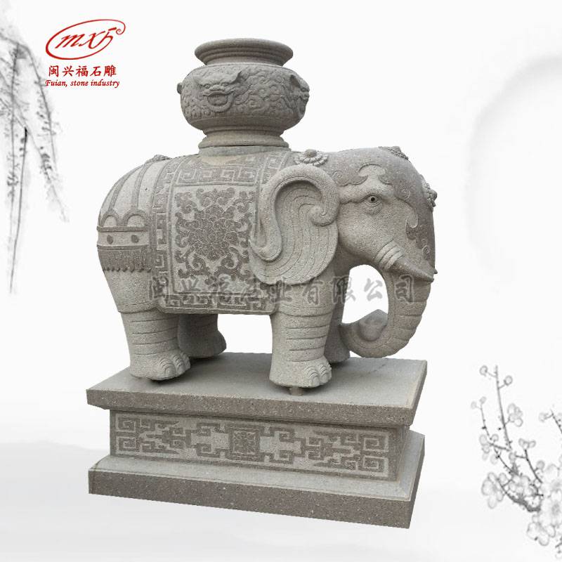 厂家生产花岗岩石雕大象 酒店招财动物摆件 景区公园门口石雕大象