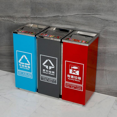 优质垃圾桶厂家-三分类垃圾桶垃圾箱不锈钢三分类垃圾桶样式精美