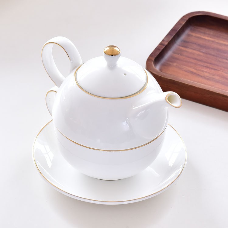 厂家批发陶瓷茶具套装 咖啡壶 茶壶金边骨质瓷 母子壶礼品