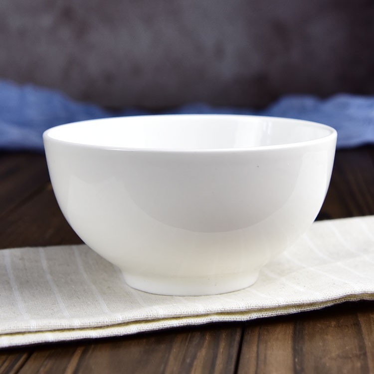厂家批发米饭碗陶瓷家用4.5寸碗 印制logo生活粥碗白色骨瓷碗套