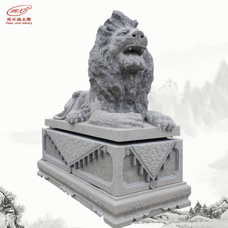 门口摆放石雕雄狮子 传统中式石材天安门狮子 厂家定做门口大型动物摆件