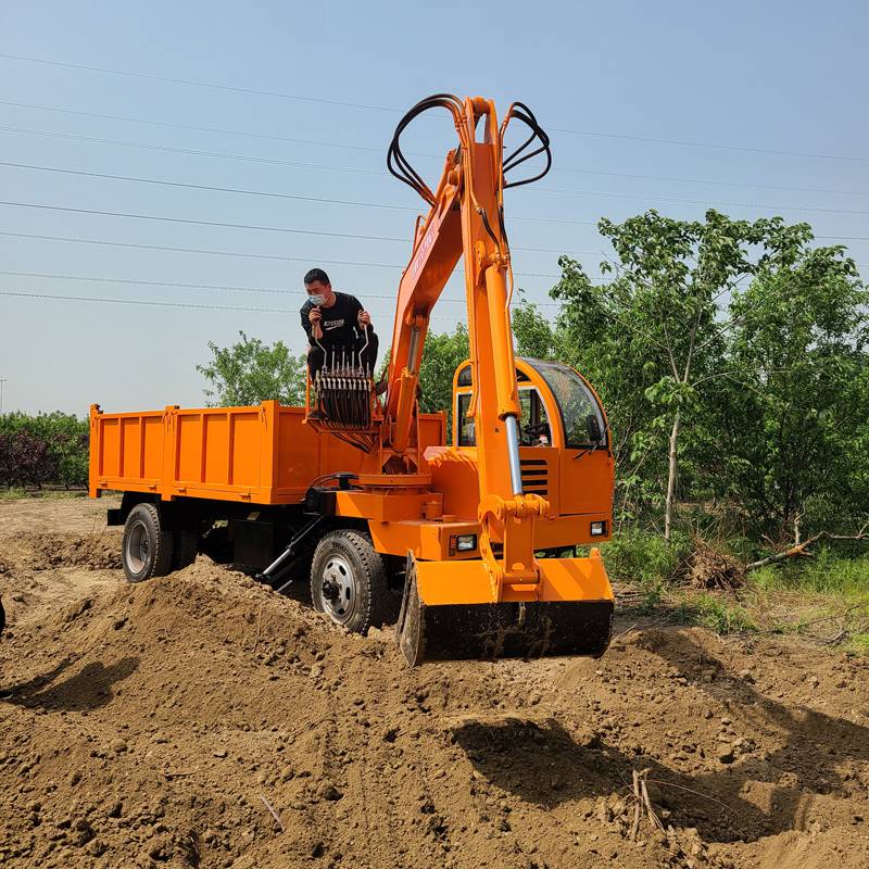 农用四驱随车挖 厂家定做10吨轮式挖掘机 四不像车载抓木机