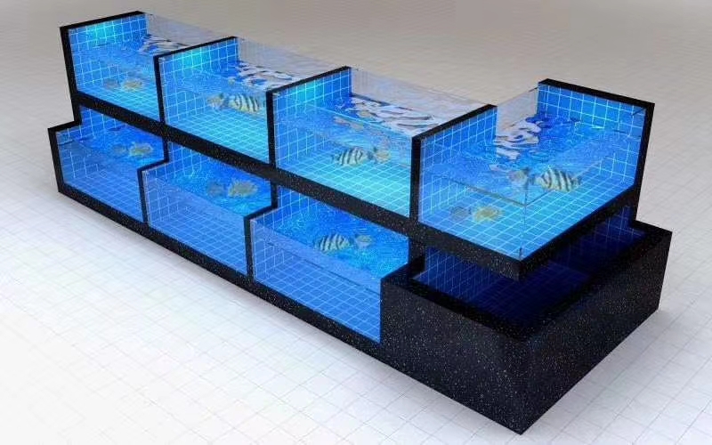 東莞莞城玻璃海鮮池制作 上門設計市場海鮮池方案 東莞大灣區海鮮池定做
