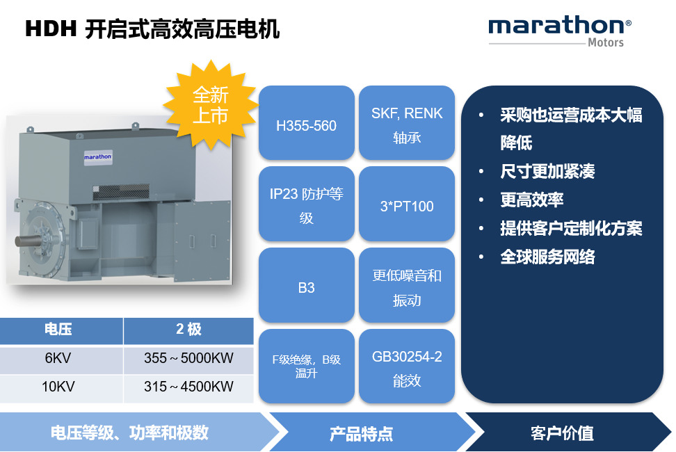 马拉松电机 HDH高压电机 小机座号 IP23