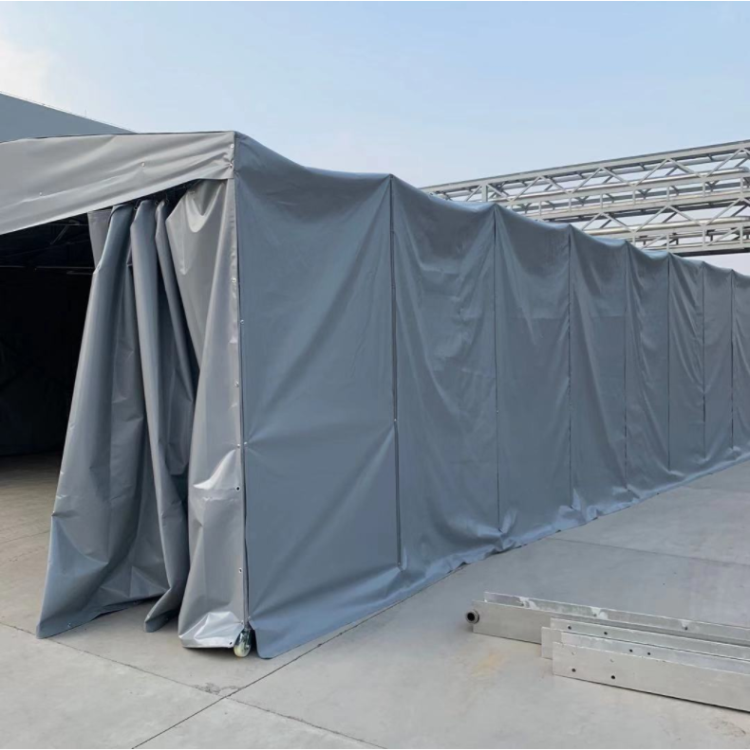 临沂河东篮球场移动雨棚 工地施工帐篷 露天伸缩推拉蓬规格齐全