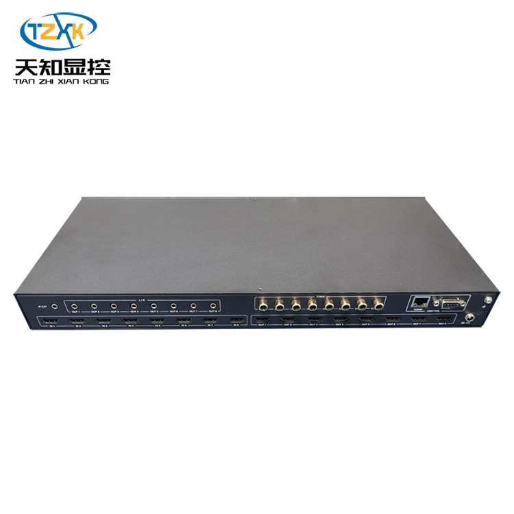 天知显控 4K60HZ HDMI 8x8矩阵 支持剥离 支持前面板按键，IR遥控器，RS-232和LAN