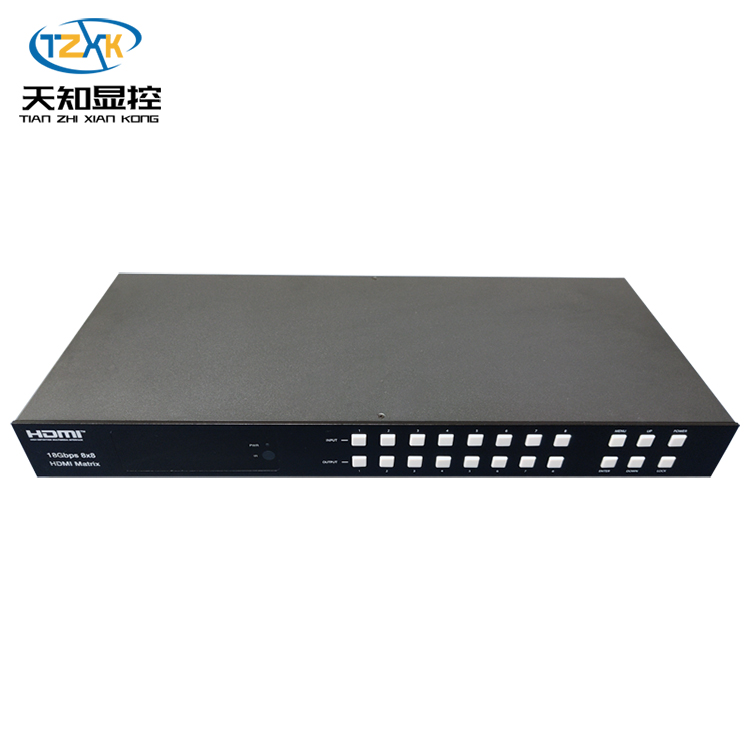 天知显控 4K60HZ HDMI 8x8矩阵 支持剥离 支持前面板按键，IR遥控器，RS-232和LAN