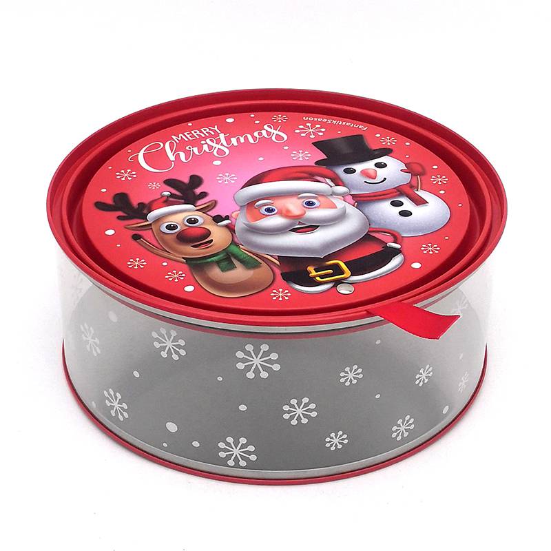 定做礼品包装铁盒 马口铁圆形PVC透明罐 PET糖果铁罐圣诞节玩具罐