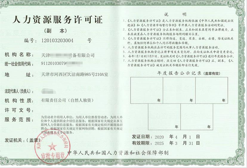 天津申请人力资源服务许可证的好处