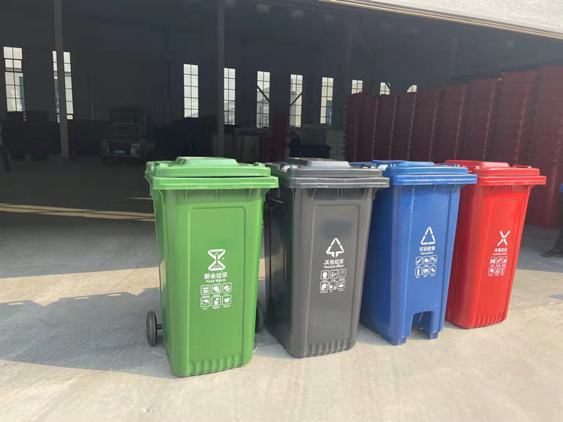 临汾挂车塑料垃圾桶240升 沧州风景环卫 挂车塑料垃圾桶