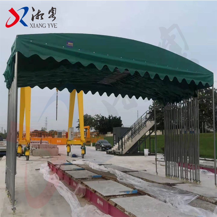 深圳移动折叠遮阳棚 罗湖滑轨轨道式活动雨棚XYLH-07 工业推拉雨篷上门测量