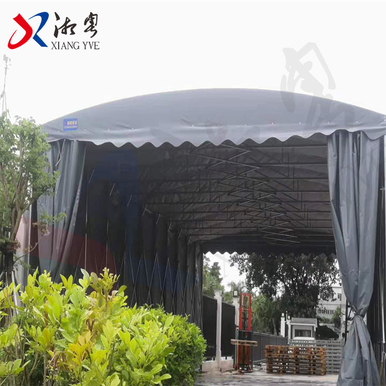 深圳可移动伸缩式大棚 遥控通道移动雨篷XYFT-07 福田移动雨棚用于小区停车抗强风