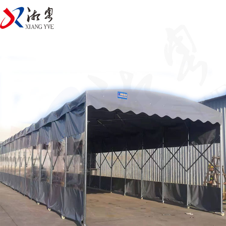 江门收缩折叠活动篷 钢结构雨棚 江海大型电动推拉雨棚XYJH-07抗强风