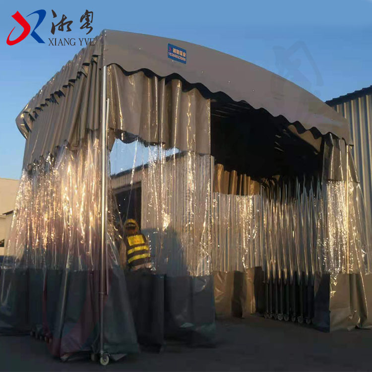 柳州工厂电动伸缩棚 移动折叠伸缩雨篷XYCZ-07城中 工厂折叠轨道篷活动轻便
