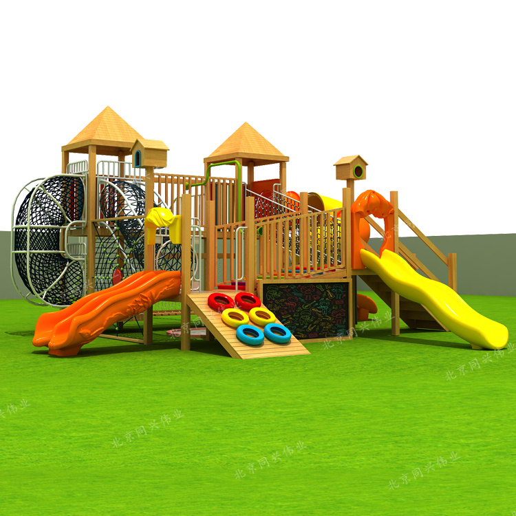 幼儿园木质树屋滑梯 非标定制组合滑梯 大型户外拓展攀爬定制