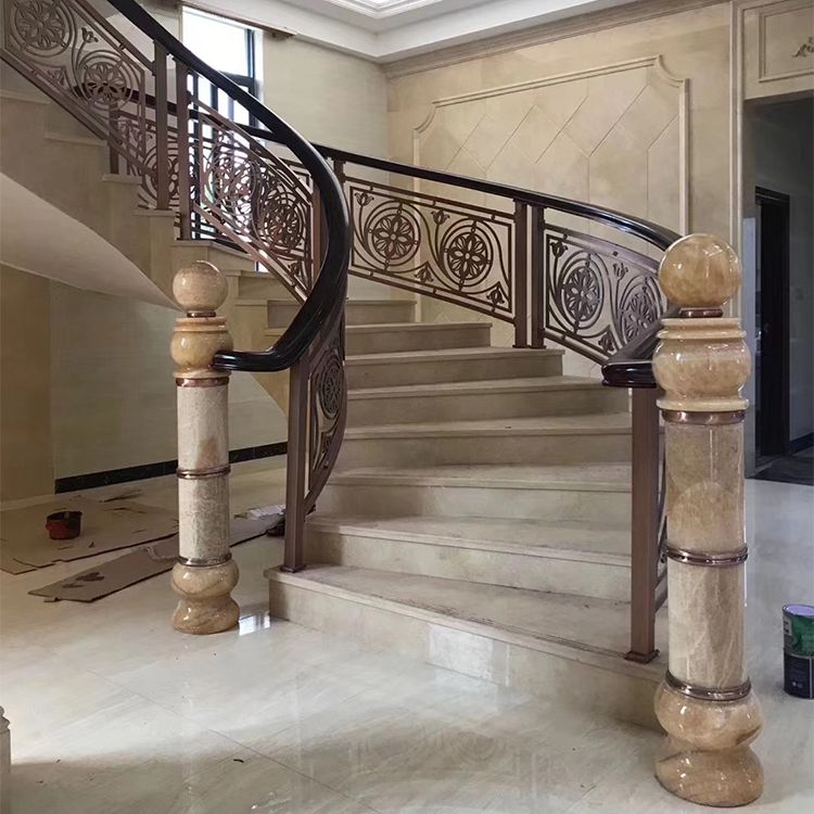 镂空全铜板雕花楼梯扶手 古典艺术风格设计美
