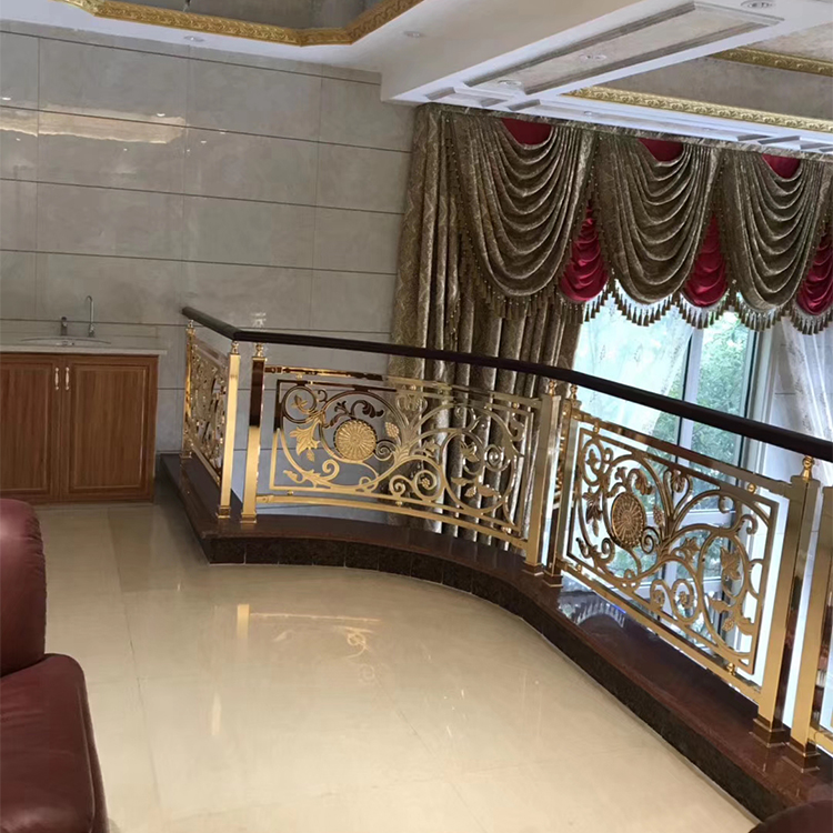 西安仿金/仿铜酒店铝雕花楼梯扶手 创意满满