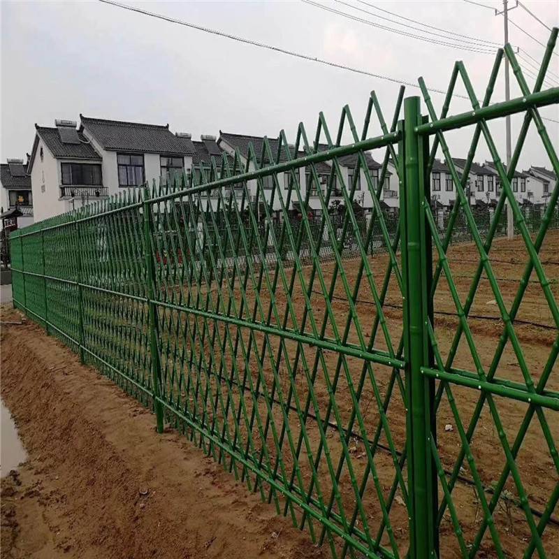 水泥仿竹护栏厂 新建材围栏栏杆 不锈钢绿色竹篱笆静电喷漆