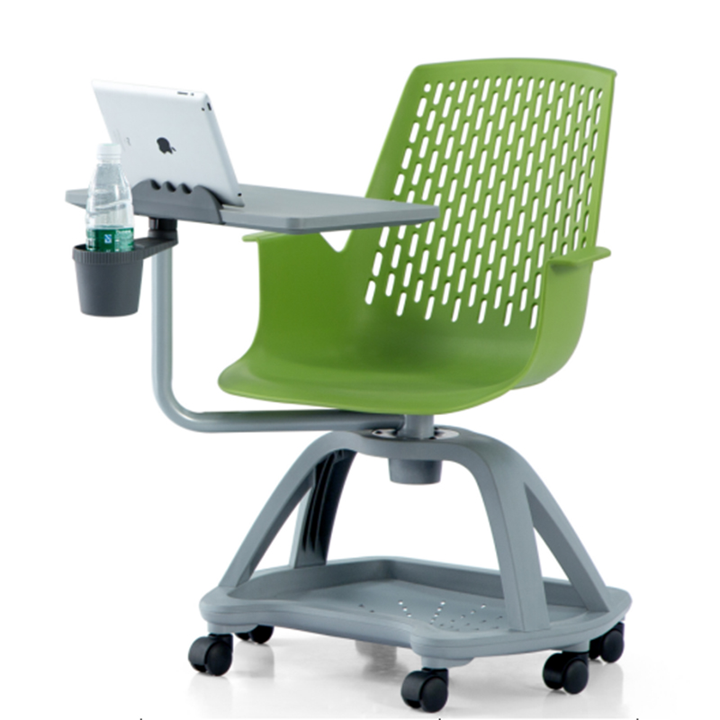 大桌板培训椅学生椅圆盘储物多功能桌椅一体椅