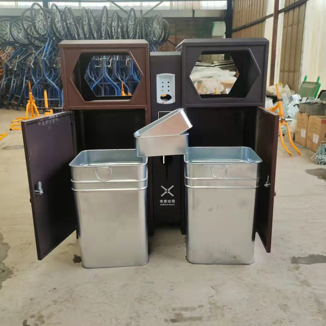 献县万景环卫设施销售处 烟台钢木垃圾桶供货商 垃圾桶果皮箱厂家