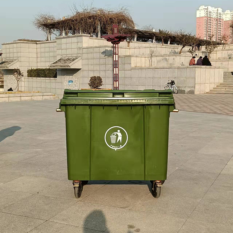 四分类车挂垃圾箱厂 南京绿色塑料垃圾桶 可印标志