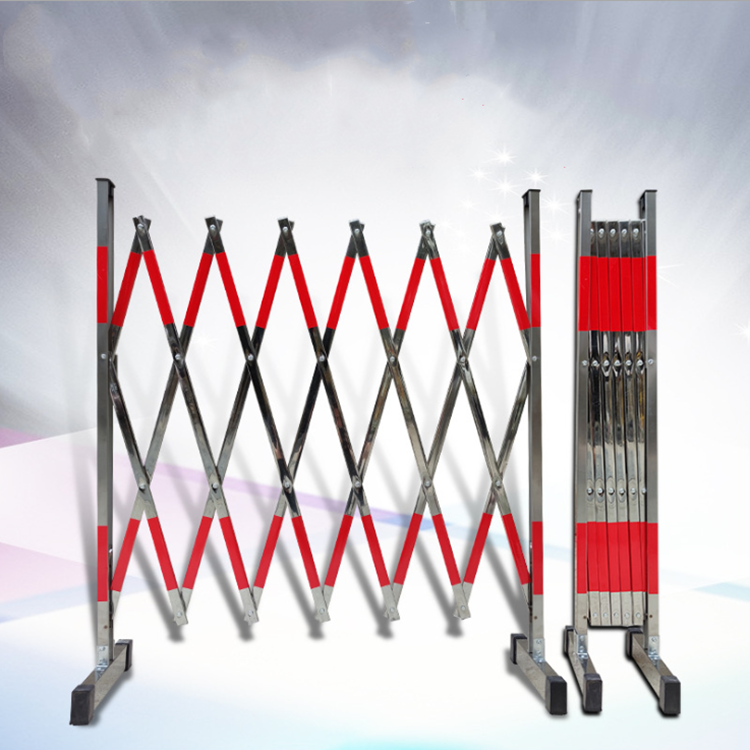 智科生产加厚不锈钢伸缩围栏 机场展厅临时护栏 不锈钢红色反光膜折叠栏