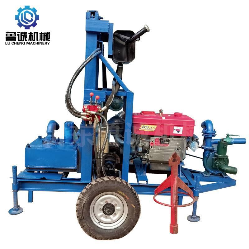 液压水井钻机小型轮式可牵引工程民用打井机柴油钻井机