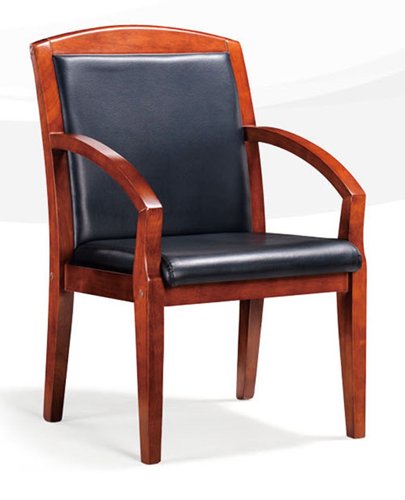 西安会议椅|实木椅架四脚椅|扶手椅厂家批发木制皮面座椅
