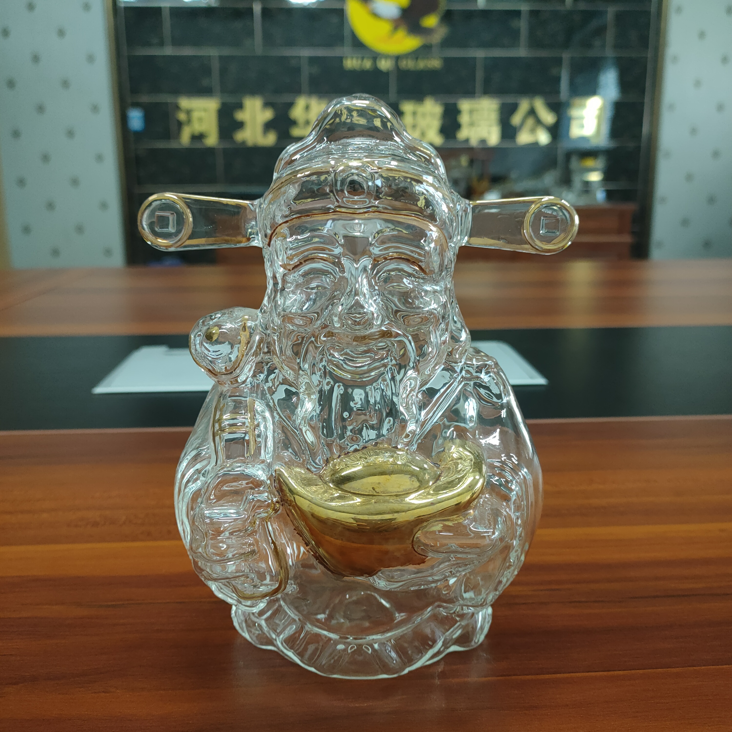 河间华企财神造型玻璃工艺酒瓶创意艺术高硼硅玻璃泡酒瓶