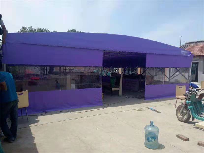 伸縮遮陽棚燒烤棚移動雨蓬推拉篷戶外帳篷大型倉庫蓬鋼結構組成