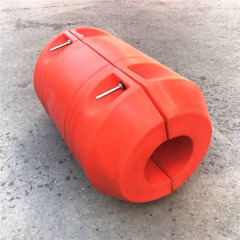 橘红色PE管道浮筒河道疏浚管线浮体